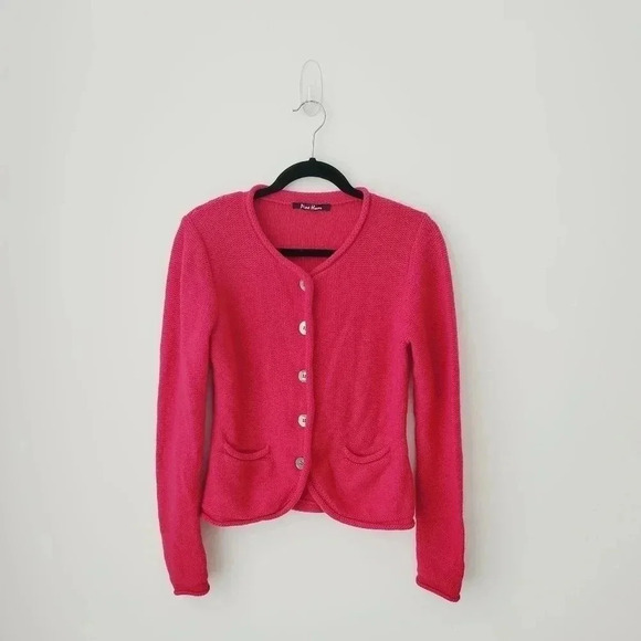 Peter Hahn pink 100%  soft wool cardigan sweater - Picture 1 of 11